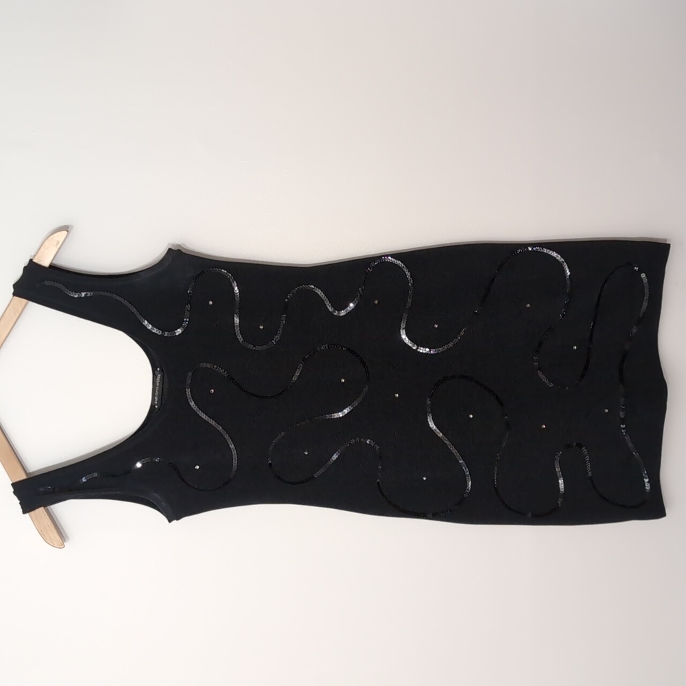 Saks 5th Avenue Black S/M Women's Sequin-Front Body Contour Dress - Superb!